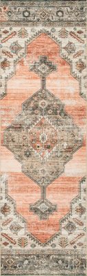 Native Iris Medallion Washable Rug – Peach
