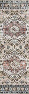 Nordic Emblems Spill Proof Washable Rug – Peach