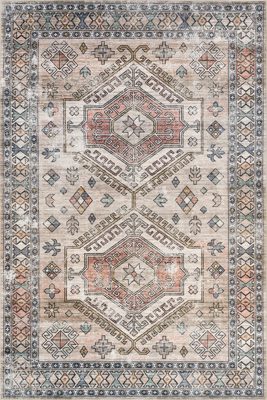 Nordic Emblems Spill Proof Washable Rug – Peach
