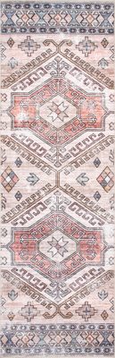 Nordic Emblems Washable Rug – Peach