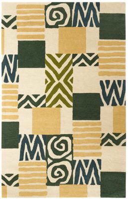 Patchwork Hand Tufted Wool Rug – Green