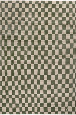 Rasali Checkered Box Rug – Green