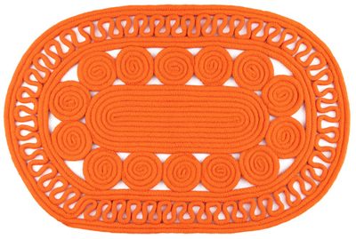 Reef Handwoven Indoor/Outdoor Oval Rug – Tangerine