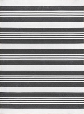 Regency Stripes Washable Rug – Charcoal