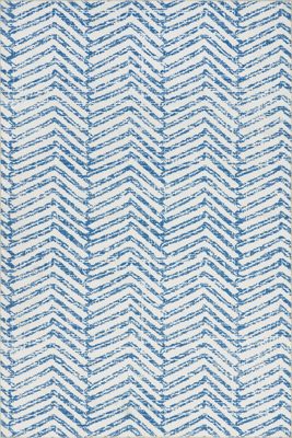 Reverse Herringbone Washable Rug – Blue