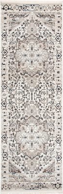 Rosette Medallion Fringed Rug – Beige