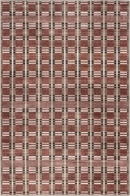 Sacha Plaid Spill Proof Washable Rug – Rust