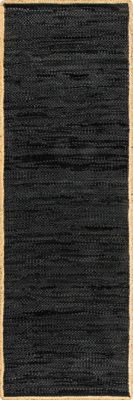 Solid Leather Flatweave Rug – Black