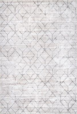 Stacey Washable Diamond Rug – Light Grey