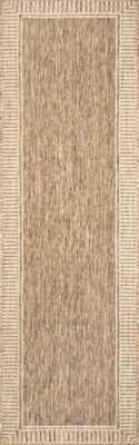 Striped Border Indoor/Outdoor Flatweave Rug – Light Brown