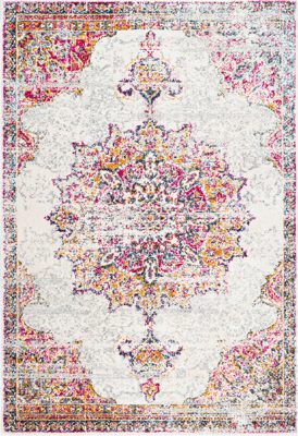 Sunny Wildflower Medallion Rug – Pink