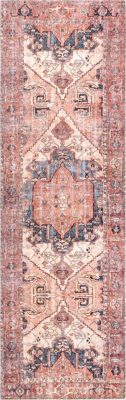 Timeworn Medallion Printed Rug – Pale Terracotta