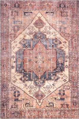 Timeworn Medallion Printed Rug – Pale Terracotta