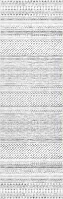Tribal Banded Washable Rug – Grey