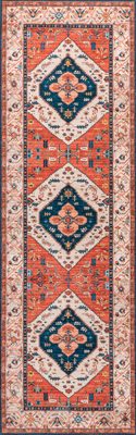 Tribal Medallion Washable Rug – Rust