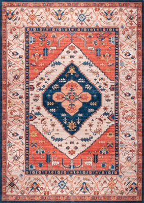 Tribal Medallion Washable Rug – Rust