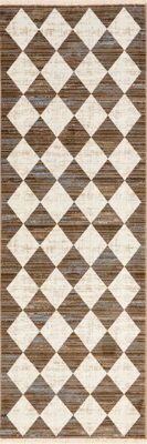 Vanni Checkered Fringed Rug – Beige