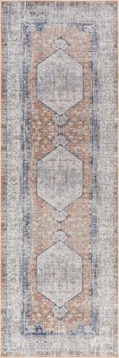Vintage Medallion Spill Proof Washable Rug – Peach