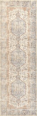 Vintage Medallion Washable Rug – Light Grey