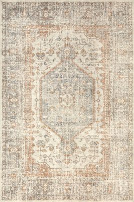 Vintage Medallion Washable Rug – Light Grey