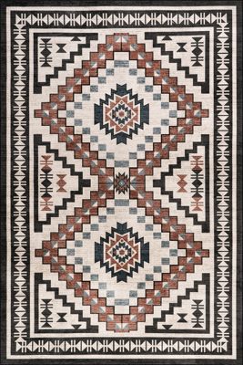 Violeta Timeless Medallion Washable Rug – Beige