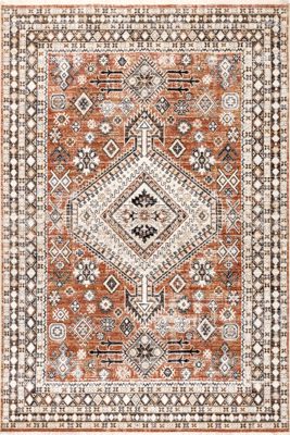 Virgina Medallion Fringe Rug – Rust