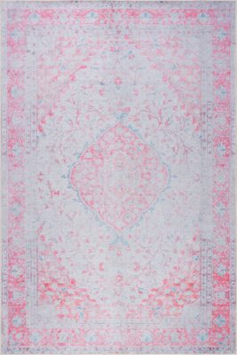 Washable Medallion Flatweave Rug – Pink