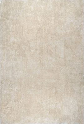 Washable Solid Shag Rug – Cream