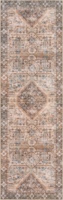 Zella Spill Proof Washable Vintage Rug – Light Brown