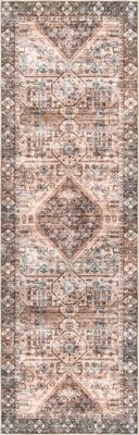 Zella Washable Vintage Rug – Light Brown