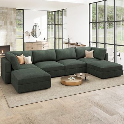 Bouley Corduroy U-Shaped Sectional Sofa