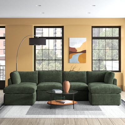 Annai 129" Reversible Modular Corner Sectional with Ottoman