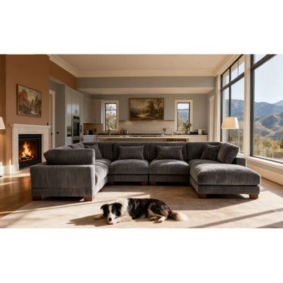 Arliz 7-Piece 144" Reversible Modular Corner Sectional with Ottoman