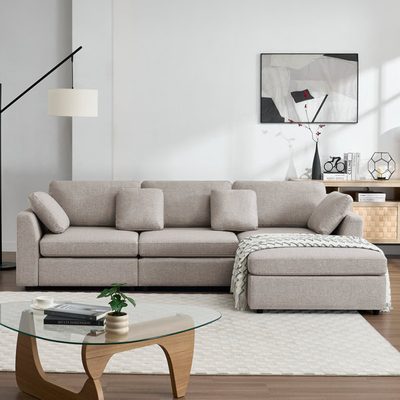 Wauseon 108.7" Upholstered Sofa with Convertible Chaise