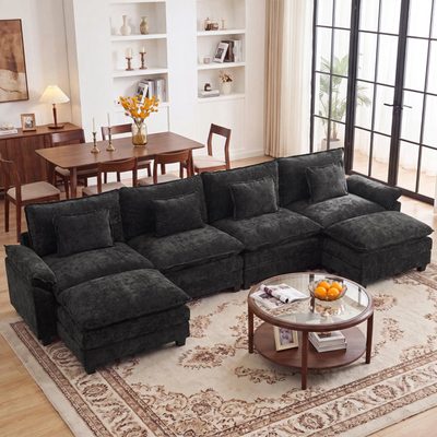 Adonia 154" Oversized U-Shaped Cloud Sectional with Ottomans