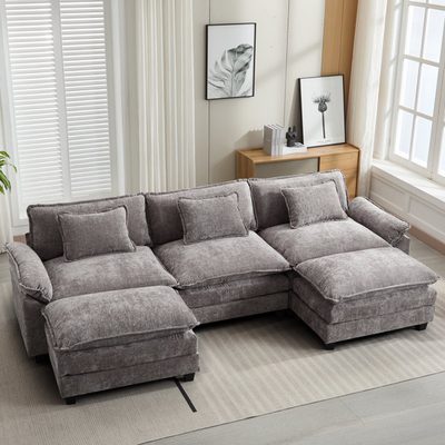 Praylow 120" Modular U-Shaped Sectional Sofa with Two Ottomans