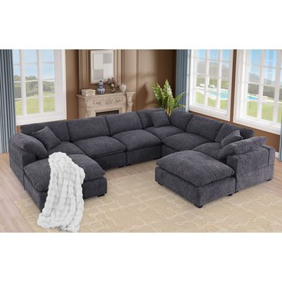 Worthland 143.2" 8-Piece Reversible Chenille Modular Sectional