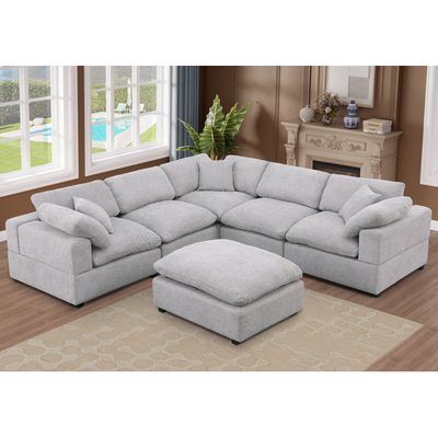 Wartow 6-Piece Upholstered Corner Sectional with Reversible Ottoman