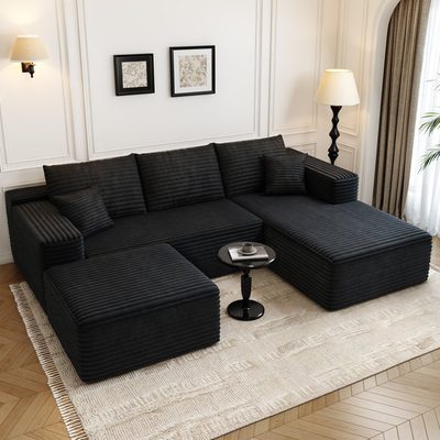 107.5" Cloud Modular Sectional Sofa with Ottoman, No Assembly