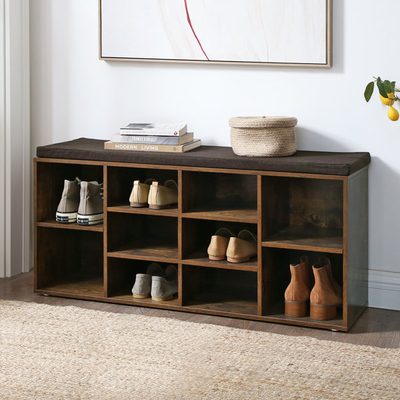 Arney 10-Pair Shoe Storage Bench with Adjustable Shelves