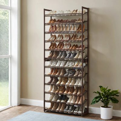 Abbi 48-60 Pair Stackable Shoe Rack with Adjustable Shelves