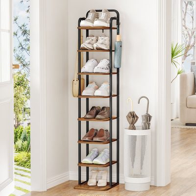 Vertical Wood Shoe Rack and Organizer for Entryway