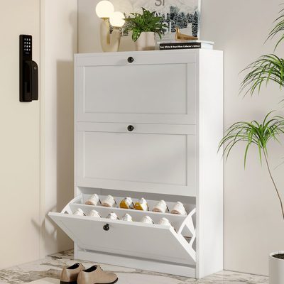 Lasherrie Shoe Storage Cabinet with 3 Flip Drawers