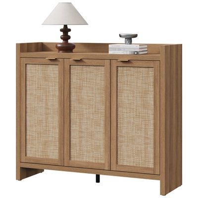 Chada 30-Pair Rattan Shoe Storage Cabinet with 3 Doors