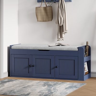 42.6 Inch Modern Farmhouse Upholstered Shoe Storage Bench