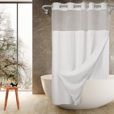 Ramjani Waffle Weave Shower Curtain with Snap-In Liner