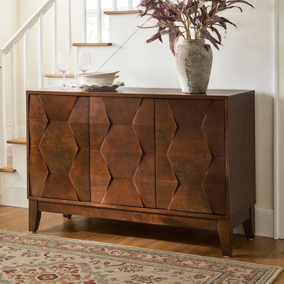 Iasiah Modern 45" 3-Door Solid Wood Sideboard with Adjustable Shelves