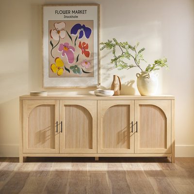 Eilisha Modern Reeded Sideboard with Arched Doors