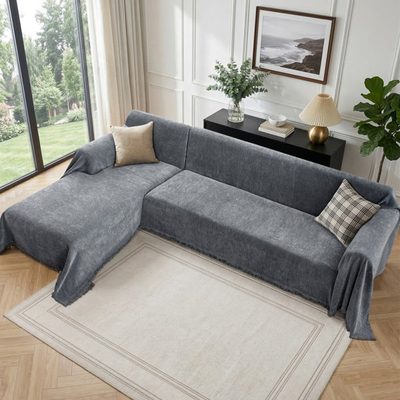 2-Piece L-Shaped Sectional Couch Cover, Machine Washable
