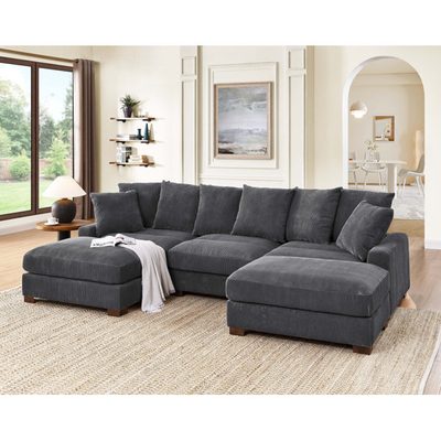 Wynisha 122" Corduroy Sofa with Solid Wood Legs